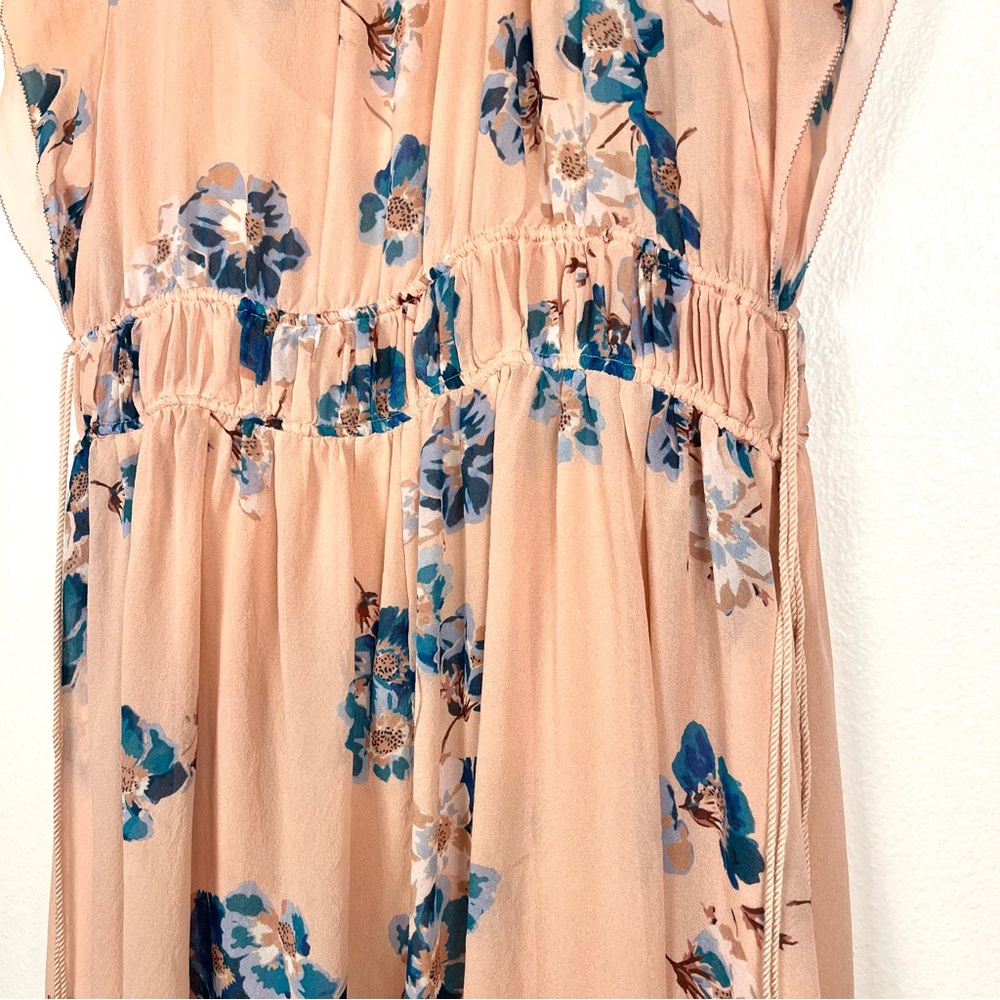 Ulla Johnson Luisa Pink Floral Silk Tassel Cap Sleeve Handkerchief Dress Size 4 - Picture 4 of 9